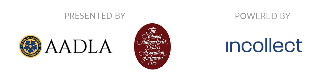 AADLA and NAADA logos presented alongside Incollect branding for the 12 Days of Christmas Virtual Art + Antiques Show